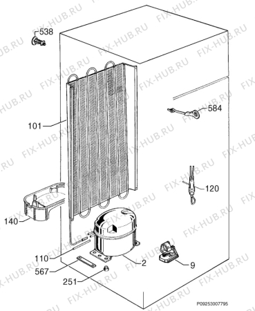 Взрыв-схема холодильника Zanussi Electrolux ZETF180SI - Схема узла Cooling system 017