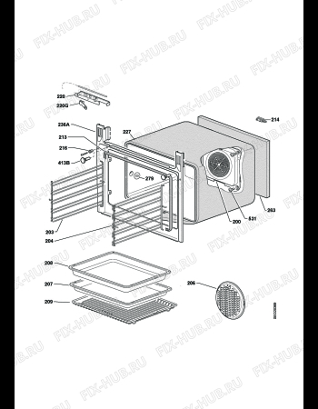 Взрыв-схема плиты (духовки) Juno Electrolux JTH45302W - Схема узла Oven