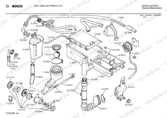 Схема №4 WFV5800FG WFV5800 с изображением Инструкция по эксплуатации для стиральной машины Bosch 00514117
