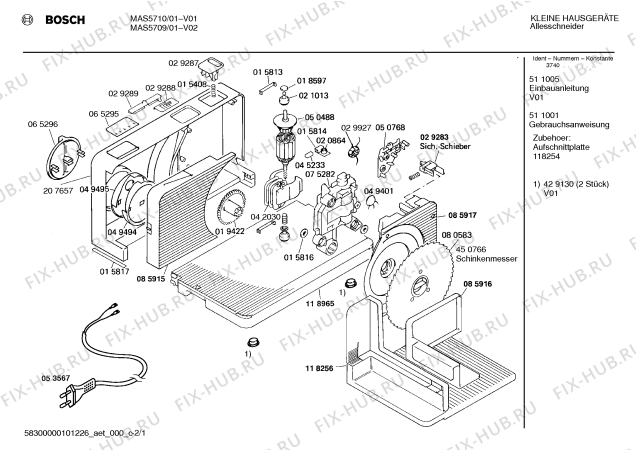 Схема №2 MAS5710 с изображением Кнопка для ломтерезки Bosch 00029287