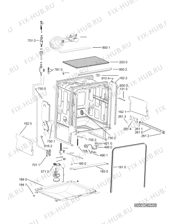 Схема №5 ADG 7580/1 WH с изображением Панель для электропосудомоечной машины Whirlpool 481010600794