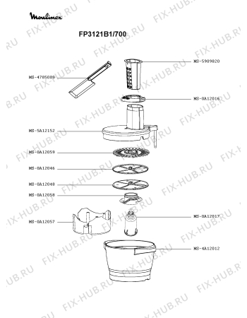 Взрыв-схема кухонного комбайна Moulinex FP3121B1/700 - Схема узла OP003919.2P2