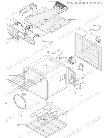 Взрыв-схема плиты (духовки) Indesit FX352I (F028882) - Схема узла