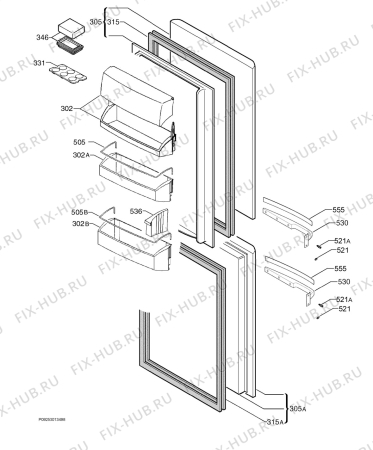 Взрыв-схема холодильника Aeg Electrolux S80312KG28 - Схема узла Door 003