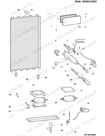 Взрыв-схема холодильника Indesit RG1304EU (F025092) - Схема узла