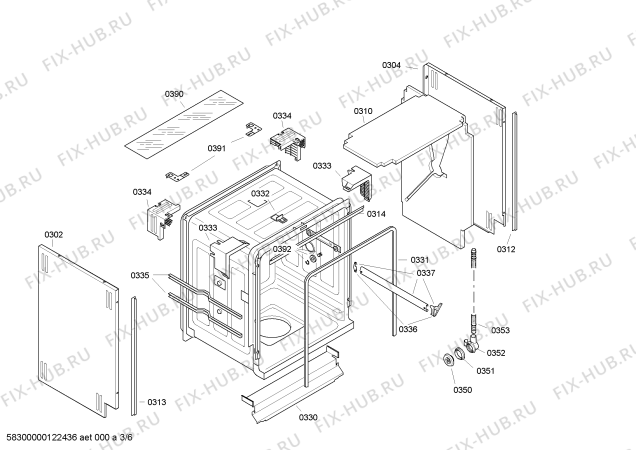 Взрыв-схема посудомоечной машины Bosch SGV55M63EU - Схема узла 03