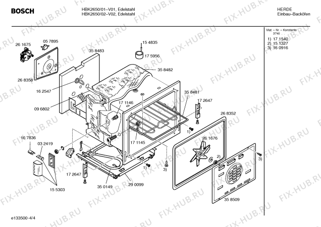 Схема №2 HBK2650 с изображением Ручка управления духовкой для духового шкафа Bosch 00183877