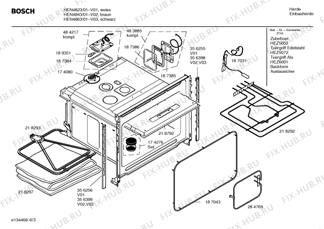 Схема №5 HEN4853 с изображением Инструкция по эксплуатации для электропечи Bosch 00582467