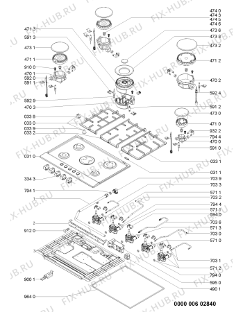 Взрыв-схема плиты (духовки) Indesit THP752WIXI (F100659) - Схема узла