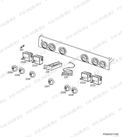 Взрыв-схема плиты (духовки) Electrolux EKC60056W - Схема узла Command panel 037