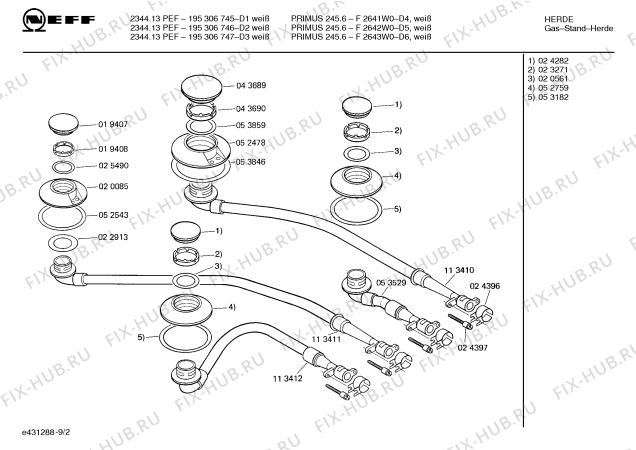 Взрыв-схема плиты (духовки) Neff F2643W0 PRIMUS 245.6 - Схема узла 03
