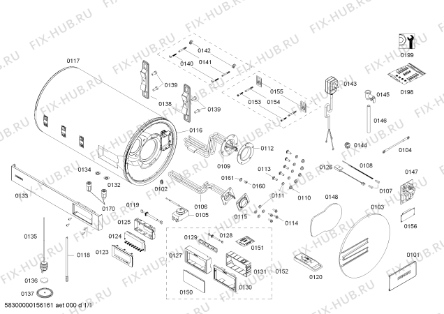 Схема №1 DG80578BTI с изображением Крышка для электроводонагревателя Siemens 00705131