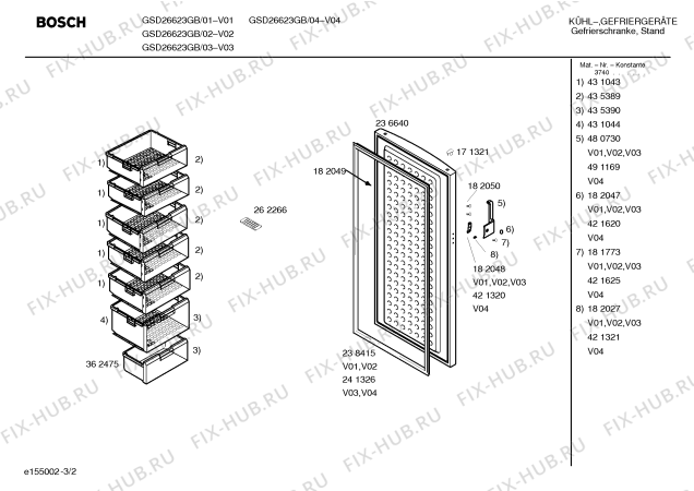 Взрыв-схема холодильника Bosch GSD26623GB - Схема узла 02