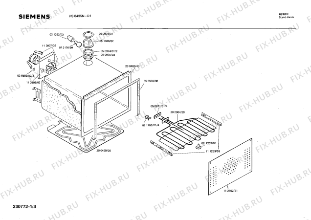 Взрыв-схема плиты (духовки) Siemens HS8435N - Схема узла 03