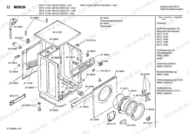 Взрыв-схема стиральной машины Bosch WFK5730SI WFK5730 - Схема узла 02