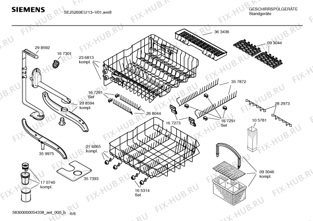 Взрыв-схема посудомоечной машины Siemens SE25269EU - Схема узла 06