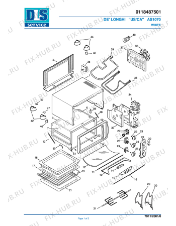 Схема №1 AS1070 WHITE с изображением Панель для электропечи DELONGHI 5918118600