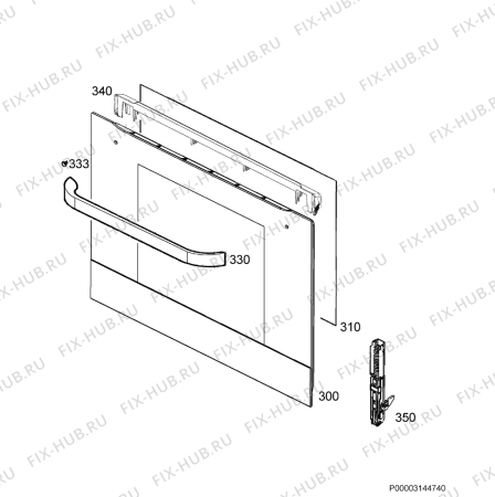 Взрыв-схема плиты (духовки) Zanussi ZOB65632XA - Схема узла Door