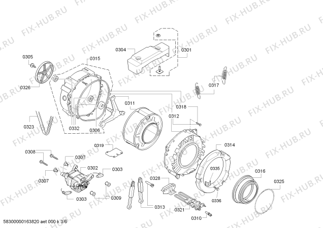 Схема №6 WLG20240OE, Bosch Maxx 5 с изображением Силовой модуль для стиральной машины Bosch 00741990