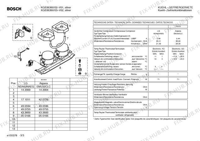 Схема №3 KGS36360 с изображением Дверь для холодильной камеры Bosch 00240677