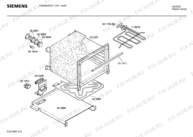 Взрыв-схема плиты (духовки) Siemens HN26620 - Схема узла 04