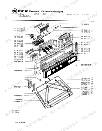 Взрыв-схема плиты (духовки) Neff 1313251101 1057/211LCDM - Схема узла 04