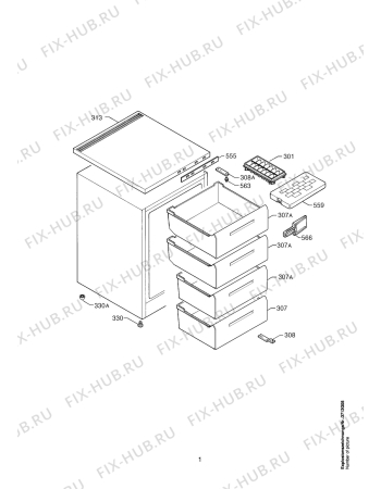 Взрыв-схема холодильника Aeg ARC1259-4GS - Схема узла Housing 001