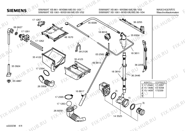 Схема №4 WXB1061ME SIWAMAT XB1061 с изображением Таблица программ для стиралки Siemens 00587600