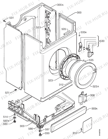 Взрыв-схема стиральной машины Husqvarna Electrolux QW1050H - Схема узла Cabinet + armatures