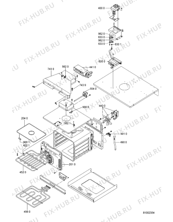 Взрыв-схема плиты (духовки) Ikea OBI B30 W 100 656 18 - Схема узла