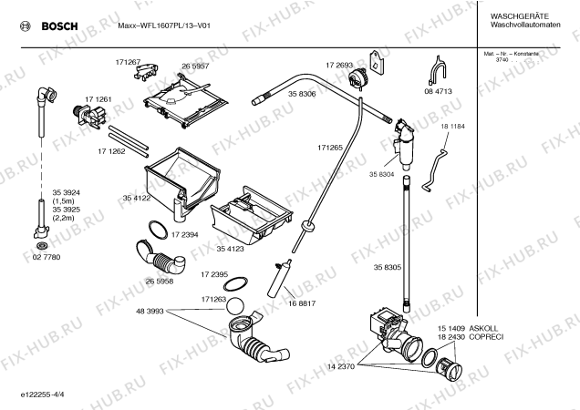 Схема №4 WFL1607PL Maxx Easy WFL1607 с изображением Таблица программ для стиралки Bosch 00529134