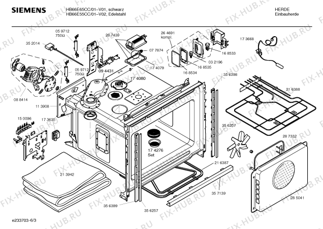 Взрыв-схема плиты (духовки) Siemens HB66E55CC - Схема узла 03