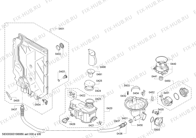 Взрыв-схема посудомоечной машины Siemens SN236W01KE iQ300 - Схема узла 04