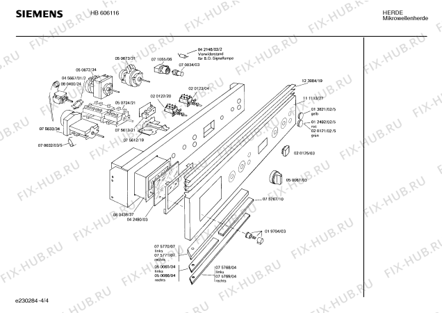 Взрыв-схема плиты (духовки) Siemens HB606116 - Схема узла 04