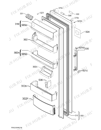 Взрыв-схема холодильника Electrolux ERF4162AOW - Схема узла Door 003