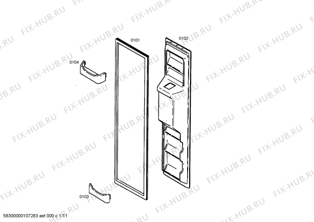 Схема №11 KFU5755 с изображением Крышка для холодильника Bosch 00172933