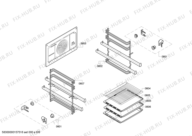 Взрыв-схема плиты (духовки) Bosch HCE744221V - Схема узла 06