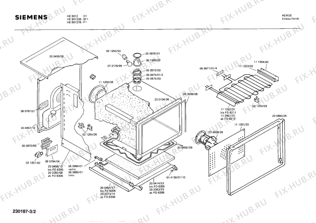 Взрыв-схема плиты (духовки) Siemens HE8012 - Схема узла 02