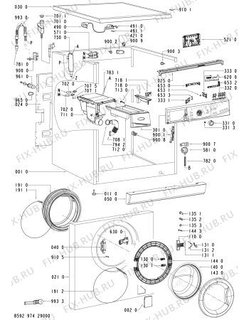 Схема №2 AWO/D 8952 с изображением Обшивка для стиралки Whirlpool 480111100666