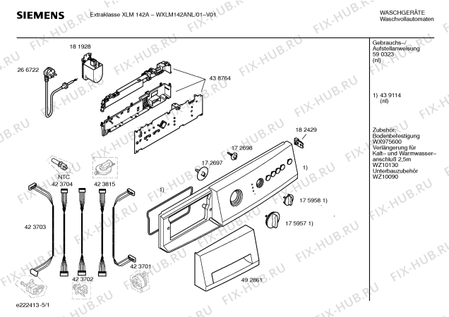 Схема №5 WXLM142ANL Extraklasse XLM142A с изображением Панель управления для стиралки Siemens 00439114