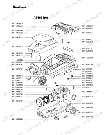 Взрыв-схема пылесоса Moulinex AT6955(0) - Схема узла SP002339.2P2