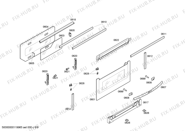 Схема №8 U1754N0 с изображением Панель управления для плиты (духовки) Bosch 00661547