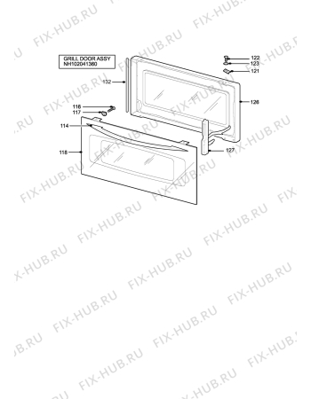 Взрыв-схема плиты (духовки) Tricity Bendix SI453W - Схема узла H10 Grill door assy