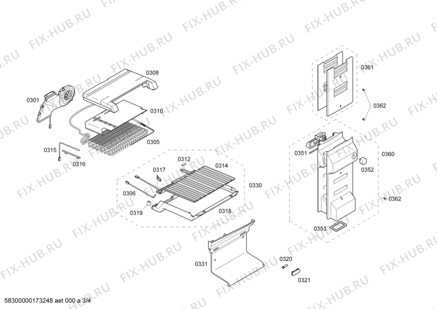 Взрыв-схема холодильника Bosch KGD36VI30G - Схема узла 03