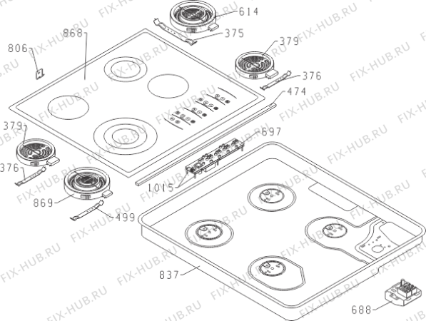 Схема №1 CH805CE-1 (695318, SVK72TS) с изображением Керамическая поверхность для плиты (духовки) Gorenje 172298