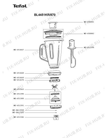 Схема №2 BL4451KR/870 с изображением Крышка для чаши для электроблендера Tefal MS-650882