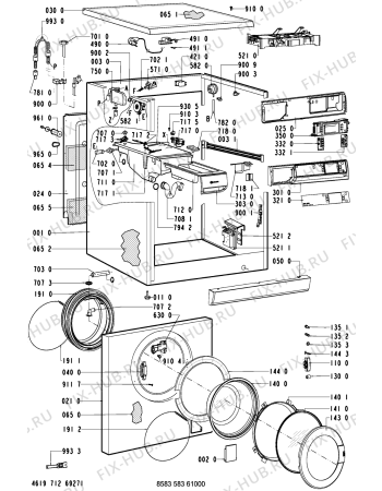 Схема №2 WAL 10986/2 с изображением Обшивка для стиралки Whirlpool 481245213822