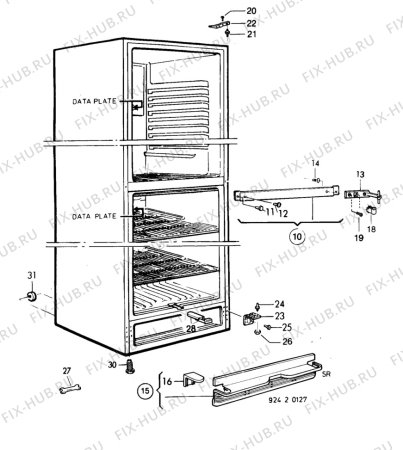 Взрыв-схема холодильника Zanker KGK392 - Схема узла C10 Cabinet