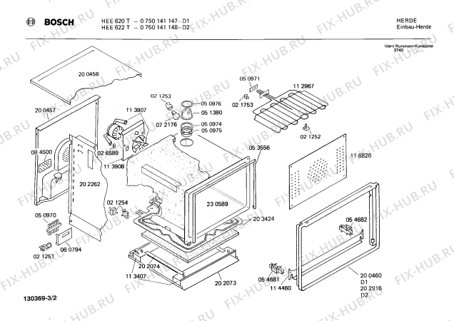 Взрыв-схема плиты (духовки) Bosch 0750141147 HEE620T - Схема узла 02