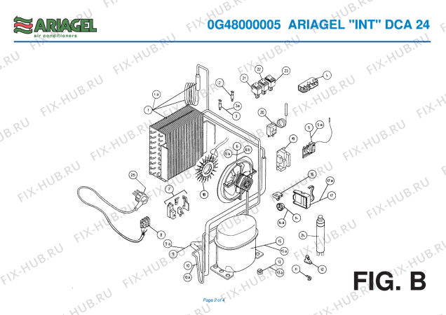 Взрыв-схема увлажнителя и очистителя воздуха Ariagel DCA 24 - Схема узла 2